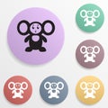 Cheburashka, russian cartoon characters badge color set icon. Simple glyph, flat vector of toys icons for ui and ux, website or