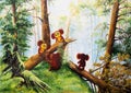 Cheburashka in Russian forest.