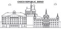 Chech Republic, Brno architecture line skyline illustration. Linear vector cityscape with famous landmarks, city sights