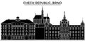 Chech Republic, Brno architecture vector city skyline, travel cityscape with landmarks, buildings, isolated sights on