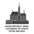 Chech Republic, Brno, Cathedral Of Saints Peter And Paul travel landmark vector illustration