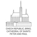 Chech Republic, Brno, Cathedral Of Saints Peter And Paul travel landmark vector illustration