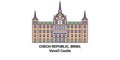 Chech Republic, Brno, Veveri Castle travel landmark vector illustration