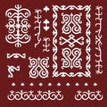 Chechen traditional ornament elements. Vector Illustration set Royalty Free Stock Photo