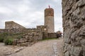 Courtyard of the castle. Old historic ruins of the royal castle