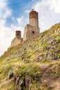 Panoramic view of Checiny Royal Castle ruins - Zamek Krolewski w Checinach - medieval stone fortress in Swietokrzyskie Mountains Royalty Free Stock Photo