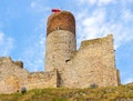 Panoramic view of Checiny Royal Castle ruins - Zamek Krolewski w Checinach - medieval stone fortress in Swietokrzyskie Mountains Royalty Free Stock Photo