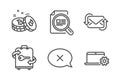 Check article, Luggage and Bitcoin icons set. Reject, Refresh mail and Notebook service signs. Vector
