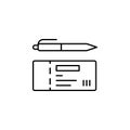 check book, pen icon. Simple thin line, outline vector of Saving money icons for UI and UX, website or mobile application Royalty Free Stock Photo