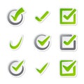 Check box icons of vote mark sign choice yes symbol and correct design right agreement voting form button question Royalty Free Stock Photo