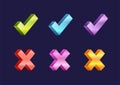 Check box icons of vote mark web sign choice yes symbol and correct design right agreement voting form button question Royalty Free Stock Photo