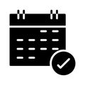 Check calendar glyph flat vector icon Royalty Free Stock Photo