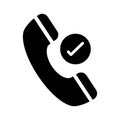 Check call glyph flat vector icon