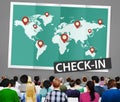 Check In Cartography Location Spot Travel World Global Concept Royalty Free Stock Photo