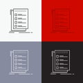 Check, checklist, list, task, to do Icon Over Various Background. Line style design, designed for web and app. Eps 10 vector Royalty Free Stock Photo