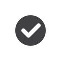 Check, checkmark flat icon. Round simple button, circular vector sign.