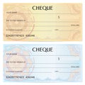 Check cheque, Chequebook template. Guilloche pattern with watermark, spirograph