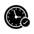 Check clock glyph flat vector icon Royalty Free Stock Photo