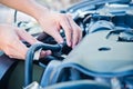 Check the condition of the car engine. Royalty Free Stock Photo