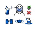 Check control. Medical mask and gloves thermometer