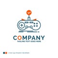 Check, controller, game, gamepad, gaming Logo Design. Blue and O