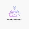 Check, controller, game, gamepad, gaming Purple Business Logo Template. Place for Tagline