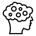 Check critical mind icon outline vector. Business think