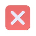 Check 3d render icon - checklist symbol, fail button and wrong red illustration. Negative checkmark Royalty Free Stock Photo