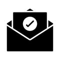 Check email glyph flat vector icon