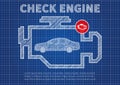 Check engine car diagnostics vector illustration