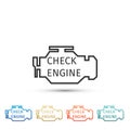 Check engine icon isolated on white background. Set elements in colored icons. Flat design. Vector