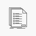 Check, filing, list, listing, registration Line Icon. Vector isolated illustration