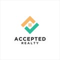 Check house, real estate vector logo modern graphic design Royalty Free Stock Photo