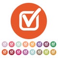 The check icon. Checkmark and checkbox, yes, voting symbol. Flat Royalty Free Stock Photo