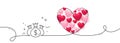 Check investment line icon. Business audit sign. Continuous line big heart. Vector