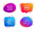 Check investment, Mobile like and Fastpass icons set. Water drop sign. Vector