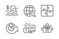 Check investment, Puzzle and Share idea icons set. Internet, Online quiz and Quick tips signs. Vector Royalty Free Stock Photo