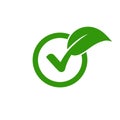 Check leaf logo vegetarian quality ecology vegan green eco element organic symbol