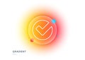 Check line icon. Approved Tick sign. Gradient blur button. Vector Royalty Free Stock Photo