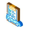 check list car service isometric icon vector illustration Royalty Free Stock Photo