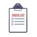 Check List Flat Clipboard. Vector document illustration