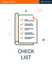 Check list icon. Notebook with check marks list flat outline icon with editable stroke. Royalty Free Stock Photo
