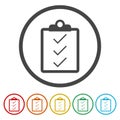 Check list icon. Set icons in color circle buttons Royalty Free Stock Photo