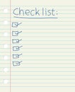 Check list on a lined paper sheet, hand written by pen vector il