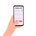 check list in mobile phone, checkboxes. Vector Illustration for printing, backgrounds, covers and packaging. Image can Royalty Free Stock Photo