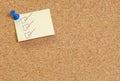 Check list posted on corkboard