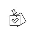 Check list with push pin line icon Royalty Free Stock Photo