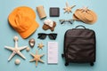 Check list of things to pack for travel on blue background, Checklist of things to do before travelling