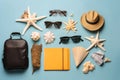 Check list of things to pack for travel on blue background, Checklist of things to do before travelling
