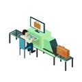 Check luggage for airport or train station. Vector isometric ill